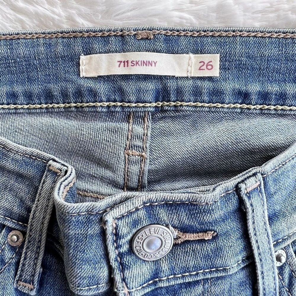 Levi's Women's Jeans 711 Skinny Blue Jeans 26 Rhinestone Stretch - Picture 3 of 14